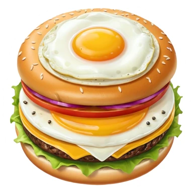 Burger with double smash meat, onion, eggs Fried Sunny Side Up sticker