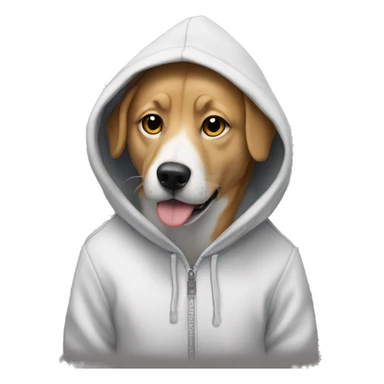 dog wearing a hoodie that says whitefox sticker