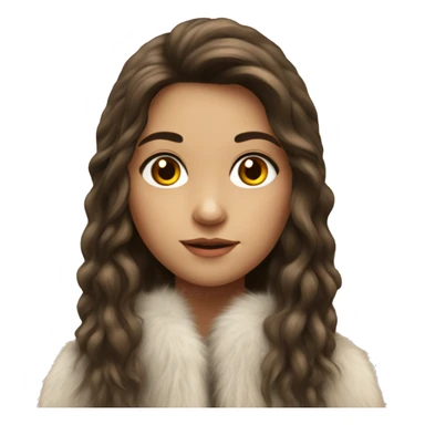 Realistic pretty Spanish girl with long hair with fur coat no smile sticker