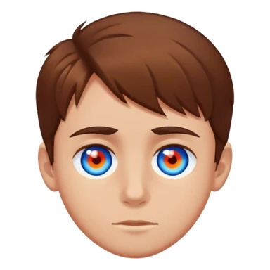 Boy black shirt with a red N in the middle brown hair black hair backwards blue eye and one orange  sticker