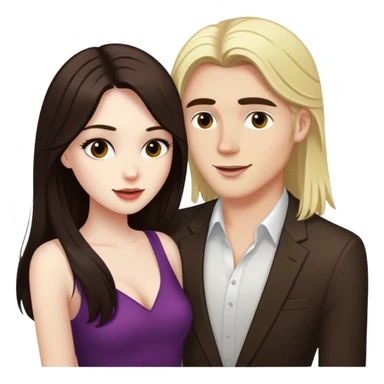 girl with long dark brown hair and pale skin flirting with a blonde man at the club sticker