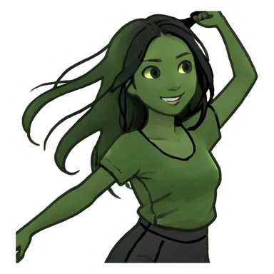 Asian girl with long black hair dancing sticker