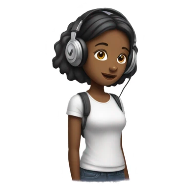 Girl with headphones  sticker