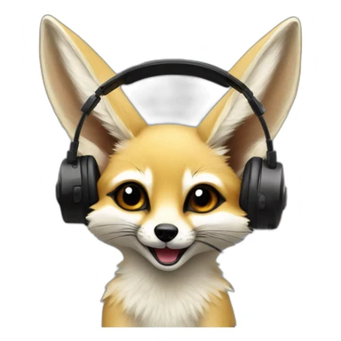 Fennec fox with headphones speaking into a mic sticker