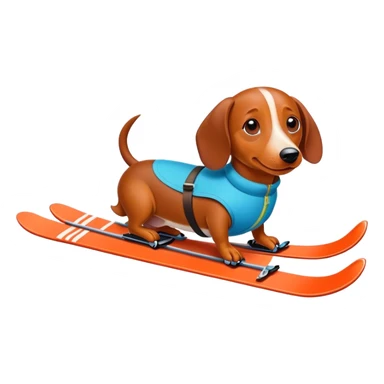 Weiner dog skiing sticker