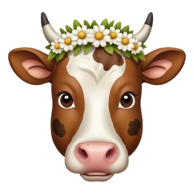 cow portrait with flower crown sticker
