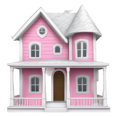 pink coraline house with white roof and white trimming sticker