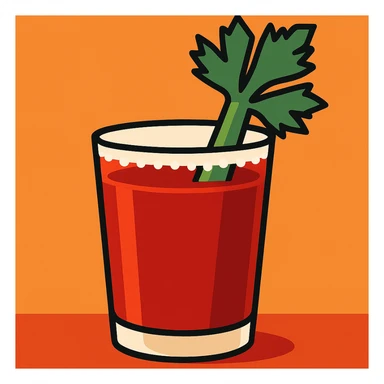 bloody mary cocktail, celery stalk, salt rim, rich red color, minimalistic style sticker