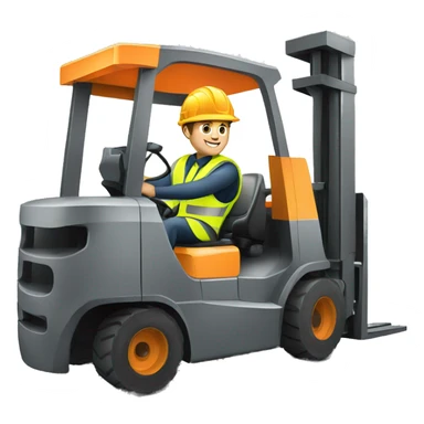A man wearing hi-vis gear and a hard hat driving a forklift sticker