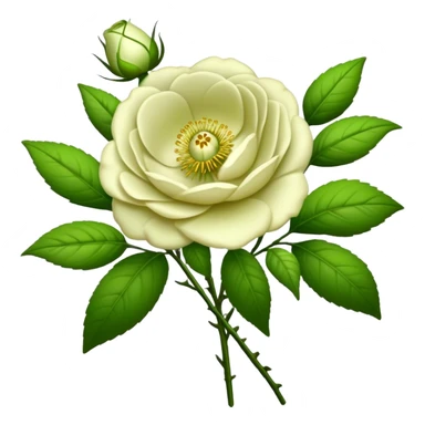 bouquet Cherokee rose, luxuriant, stem, leaf, bud sticker
