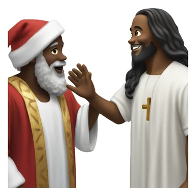 Black Santa high fiving black Jesus  sticker