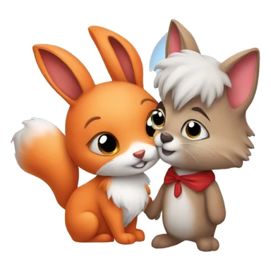 Bunny and fox in love sticker