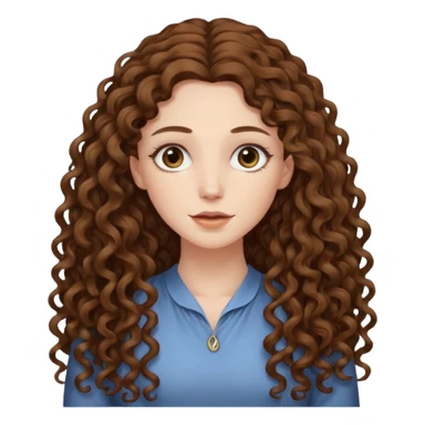 pale woman with brown curly very long hair, middle part. the hair is very very very very very very long, so long, you can't see the ends sticker