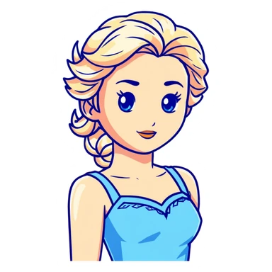 Elsa ice queen from Frozen with blue dress, chest up portrait sticker