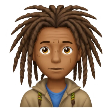 Brown skin Boy, messy freeforms, dreadlocks with middle part sticker