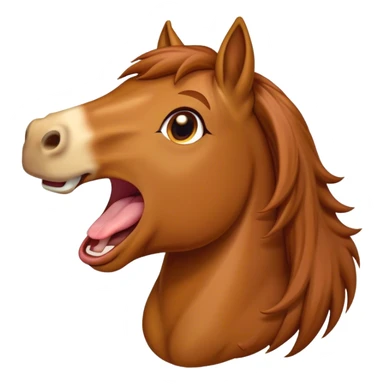 Cinematic Cute Yawning Chestnut Horse Portrait Emoji, Head tilted slightly with a dramatic, wide-open yawn, revealing a smooth chestnut fur with a subtle shimmer, floppy ears slightly drooping, round amber eyes barely open in drowsy contentment, Simplified yet irresistibly adorable features, highly detailed, glowing with a soft, cozy glow, high shine, relaxed yet expressive, stylized with a touch of equine whimsy, bright and endearing, soft glowing outline, capturing the essence of a sleepy yet affectionate horse, so drowsy it feels like it could stretch out of the screen and curl up for a nap! sticker