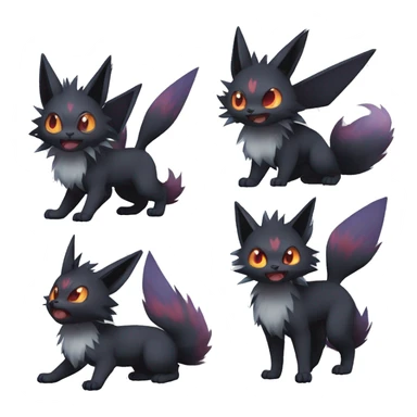 Shiny Dark Eevee-Litten-Zorua-Torracat-fusion-hybrid full body sticker