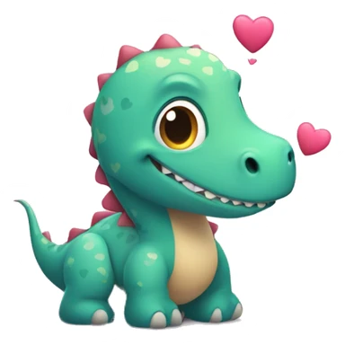 Cute dinosaur with hearts sticker