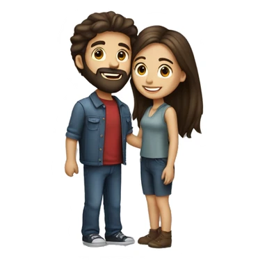 Brunette happy couple boy with beard and girl  with long hair that are kissing sticker