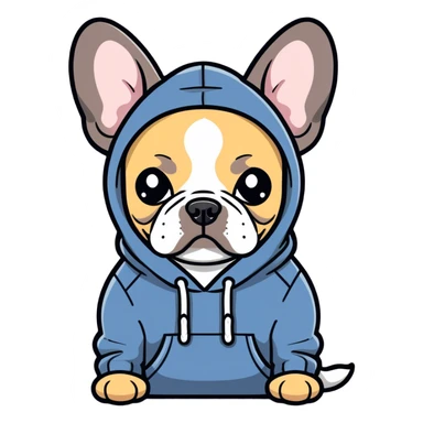French bulldog wearing a hoodie sticker