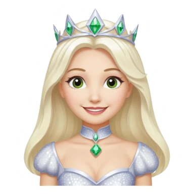 The Good Witch from Oz with long white blonde hair, white sequin outfit sticker