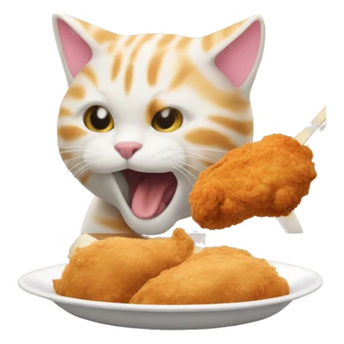 cat eating fried chicken  sticker