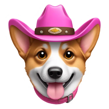 corgi dog with a pink cowboy hat sticker