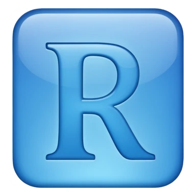 capital letter "R" printed in blue color square shape in center sticker