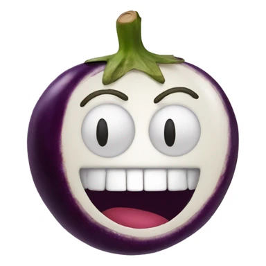 Smiley face with eggplant in mouth sticker