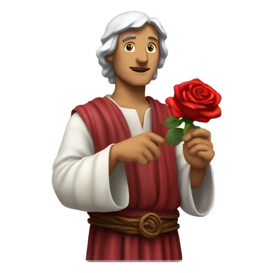 Dante Alighieri holding a rose in his hand sticker