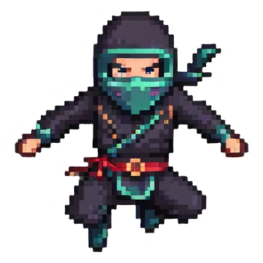 masked ninja jumping sticker