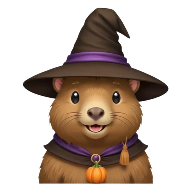 A capybara wearing a witch hat sticker