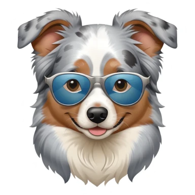 Blue Merle Australian shepherd with sunglasses on sticker