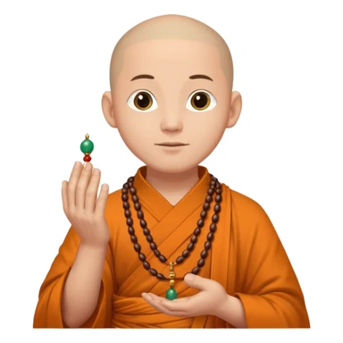 Large prayer beads looped around hand, monk sticker