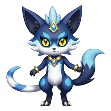 Shiny Evil mExotic Badass Colorful Ethereal Royal Mysterious Gothic Meowstic-Zorua-Litten-Noibat-Pokémon-Fakémon-hybrid-creature (full body) with pattern-markings with golden eyes sticker