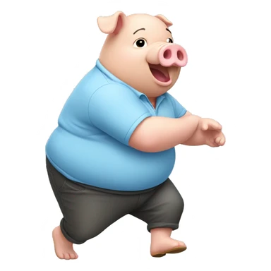 fat pig dancing non-stop with light blue polo sticker