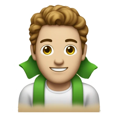 A white paper scroll held by a light-skinned man with green eyes and styled brown hair sticker