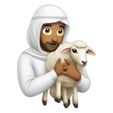 arab holding sheep from behind front facing sticker