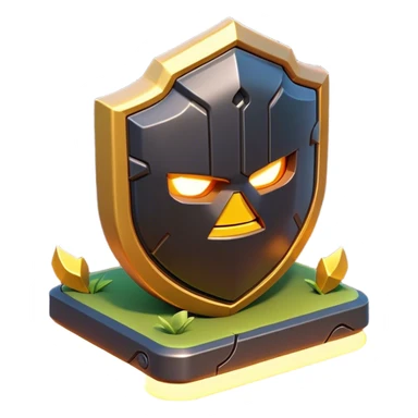 Clash of Clans aesthetic: Cinematic Playful 3D Isometric Energy Shield Emoji, rendered in a 3D vector-style similar to standard emojis with minimal shading and bold, simplified shapes. A compact, distinct form with signature details, softly glowing with a futuristic sci-fi warfare charm. Simplified yet unmistakably iconic, highly detailed and consistent, glowing with a soft radiance and high shine. Stylized with a touch of high-tech brilliance and a soft glowing outline, capturing the essence of a beloved gaming relic with a friendly, playful manner! sticker