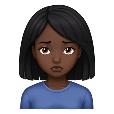 black dark girl with black hair sad 😔  sticker