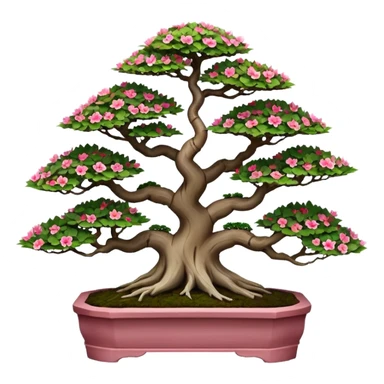 Wide Three 7-tiered bonsai stand, shelving nine maple specimens and several smaller azaleas, frame made of oaken palette wood  sticker