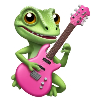 chameleon playing pink guitar  sticker