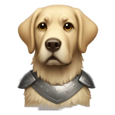 very shaggy labrador-like dog in protective armor sticker