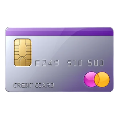 Shiny silver credit card with a purple stripe sticker
