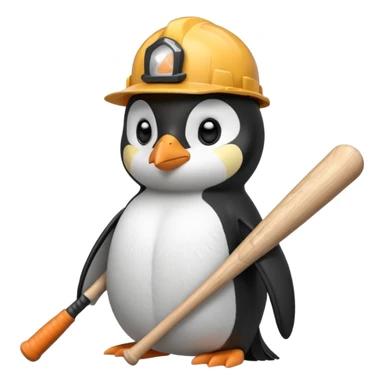 Penguin Construction Worker with baseball bat sticker