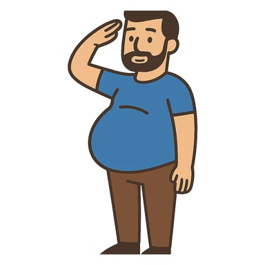 flat toon style pregnant man saluting sticker