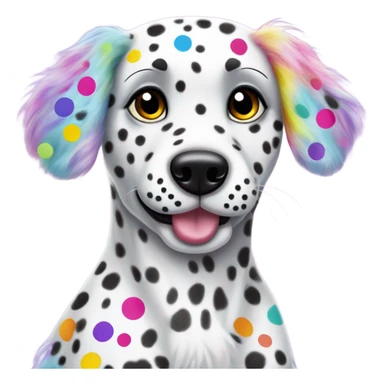Lisa Frank Dalmatian with rainbow spots on fur sticker