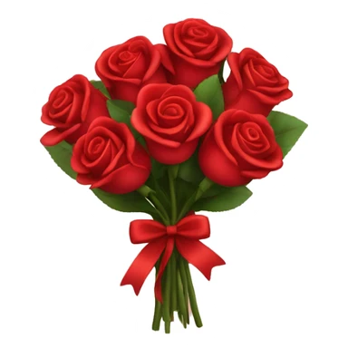 Bouquet of red roses attached with a small red bow sticker