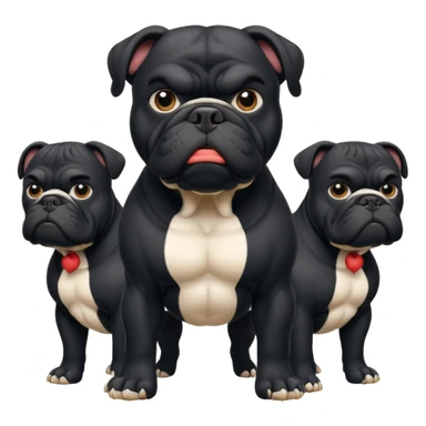 Black Bulldog one body and three heads sticker
