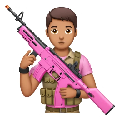 Man holding pink assault rifle sticker